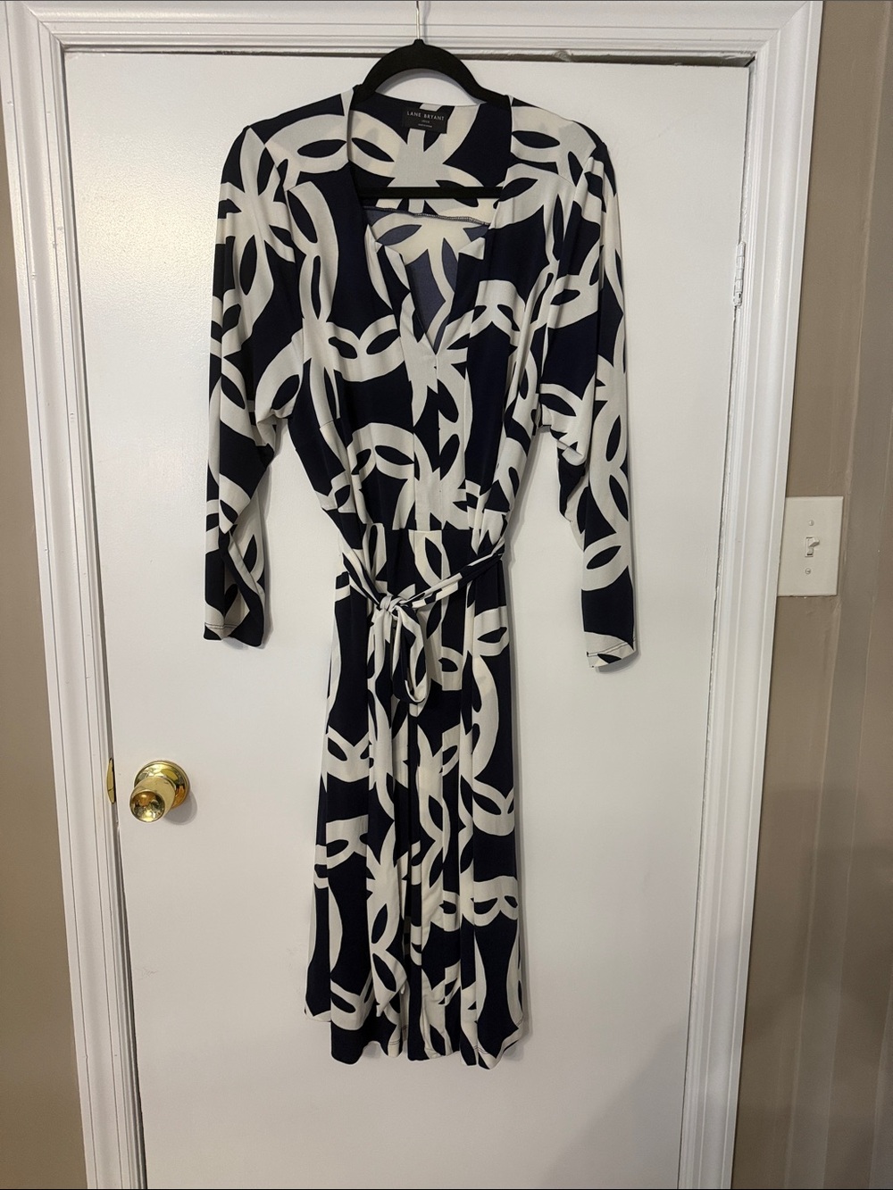 Lane Bryant Navy and White Floral-Print Dress